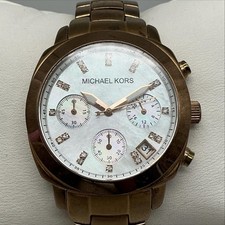 Michael Kors Runway Womens Watch 35mm Rose Gold Tone Chronograph New Battery 7"
