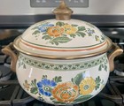 VTG ASTA Floral Enamel Cookware Old Amsterdam Brass 8.5” Dutch Oven Pot Enameled — photo 1