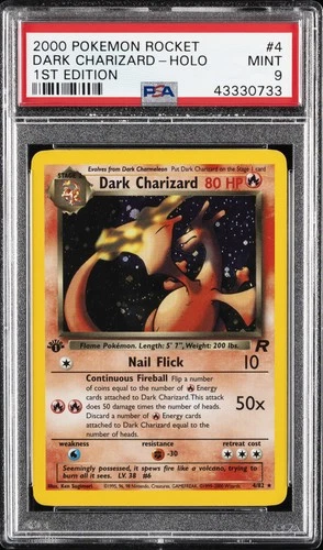 2000 POKEMON ROCKET 1ST ED #4 DARK CHARIZARD-HOLO PSA 9