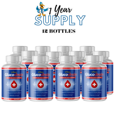 GlucoDrain-Blood Support- 12 Bottles- 720 Capsules