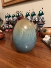 Modern ROOKWOOD 7” Hand thrown Egg Pottery Blue Glaze Signed