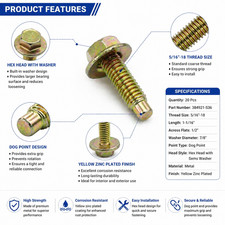 20 piezas pernos de carrocería para Ford 5/16"-18 con punta de perro cabeza hexagonal de 1-1/16" 384921-S36