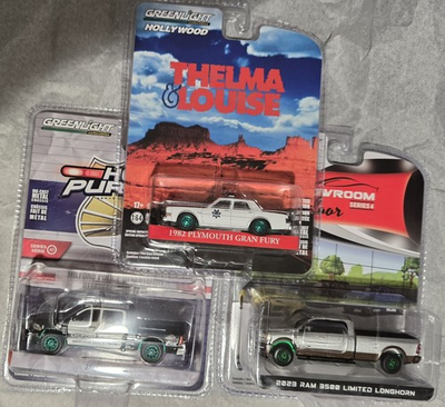 #ad Greenlight Green Machine Lot of 3 Chase 2017 Ram2023 Ram1982 Plymouth $29.99