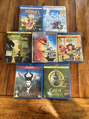 Disney 3D Blu-ray Movie Lot of 7 Movies Lion King, Toy Story 3, Tangled, Frozen