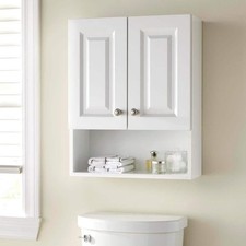 Glacier Bay 25.6"H Raised Panel Bathroom Storage Wall Mount Cabinet in White