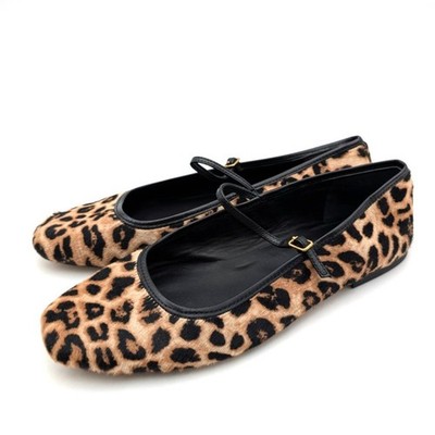 Veronica Beard Ellie Genuine Calf Hair Mary Jane Flat Women's Leopard US7M EU37