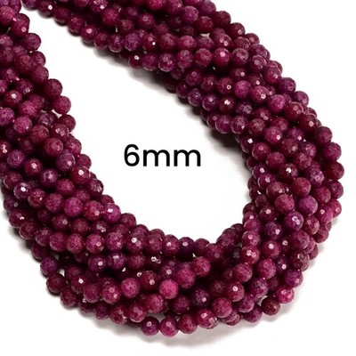 Natural Ruby Faceted Round Beads Size 5mm 6mm 15.5'' Strand