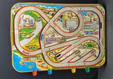 Tin Litho Toy Technofix No 295 Car RaceTrack W Germany 1959 Shell Oil Edsel