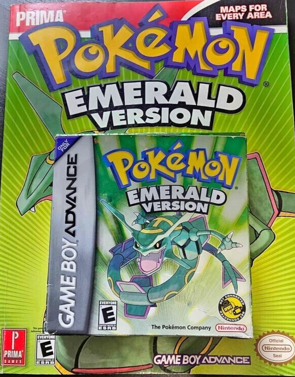 Pokemon Emerald Version GBA In Box CIB W/Poster Authentic W/ Prima New battery