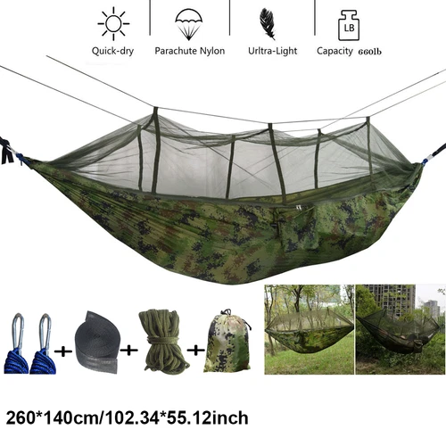 Portable Double 2 Person Camping Hammock Tent with Mosquito Net / Rain Fly Tarp - Picture 8 of 34