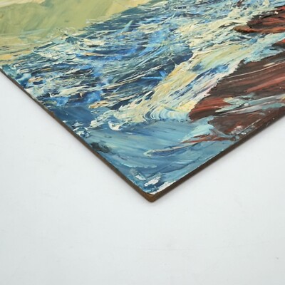 Morris Katz Signed Original Oil Painting Two Birds Over Ocean Size