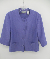Alfred Dunner Petite 12P 3/4 Sleeve Button Up Round Neck Blazer