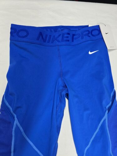 Nike Pro Women’s 7/8 Leggings Mid Rise with Pockets Size M Blue FN4151 - Picture 3 of 6