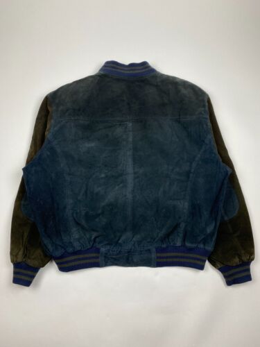 Vintage Navy and Brown Suede Varsity Jacket - Picture 5 of 6