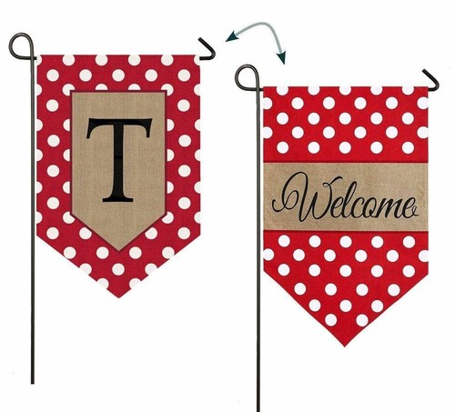 Gepunktetes Monogramm 14B3477 immergrün Sackleinen Garten Flagge 12,5" x 18" - Bild 14 von 15