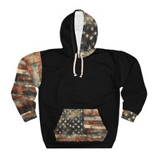 Vintage American Flag Unisex Pullover Hoodie - Patriotic Wear