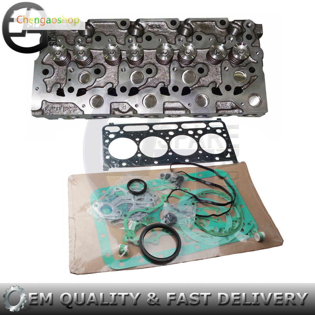 Cylinder Head & Full Gasket for Kubota Engine V2203T, V2203E