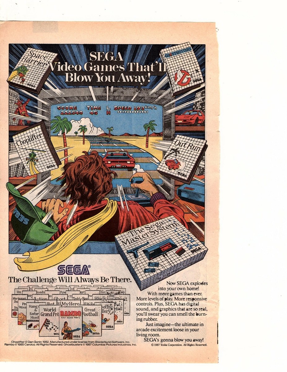 Sega Vintage 1987 Video Arcade Game Advertising AD (hk | eBay