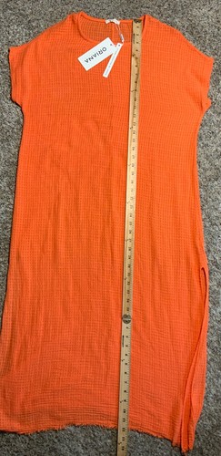 Milio Milano Oriana Lifestyle LANAI COVER UP DRESS Large Orange Linen Blend NEW - Picture 7 of 16