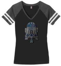 Women's Star Wars R2D2 T-Shirt Ladies Tee Shirt S-4XL Bling V-Neck