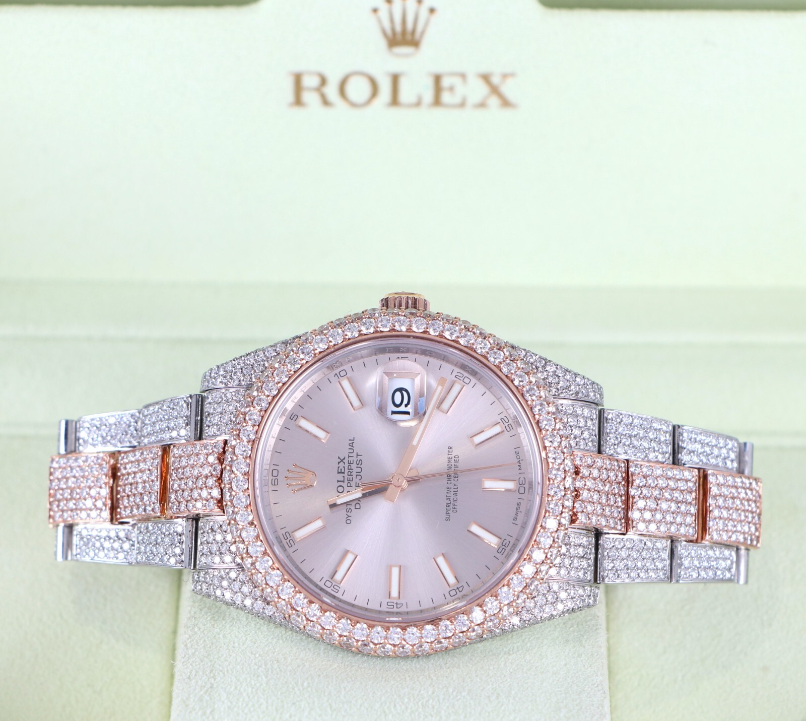 Rolex 41mm DateJust 126301 Ever Rose Gold Diamond Watch image 9
