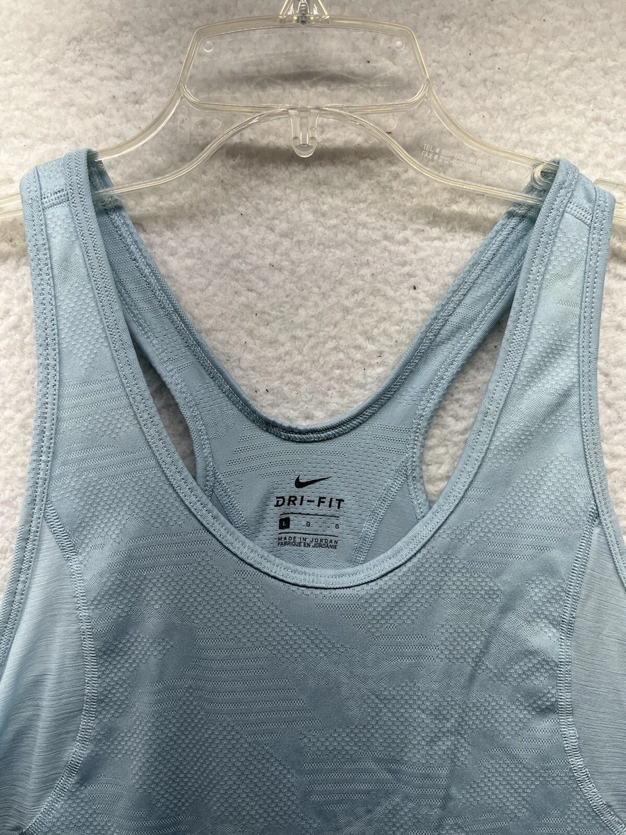 Nike Tank Top Womens L Large Blue Sleeveless 10K Jacquard Breathe