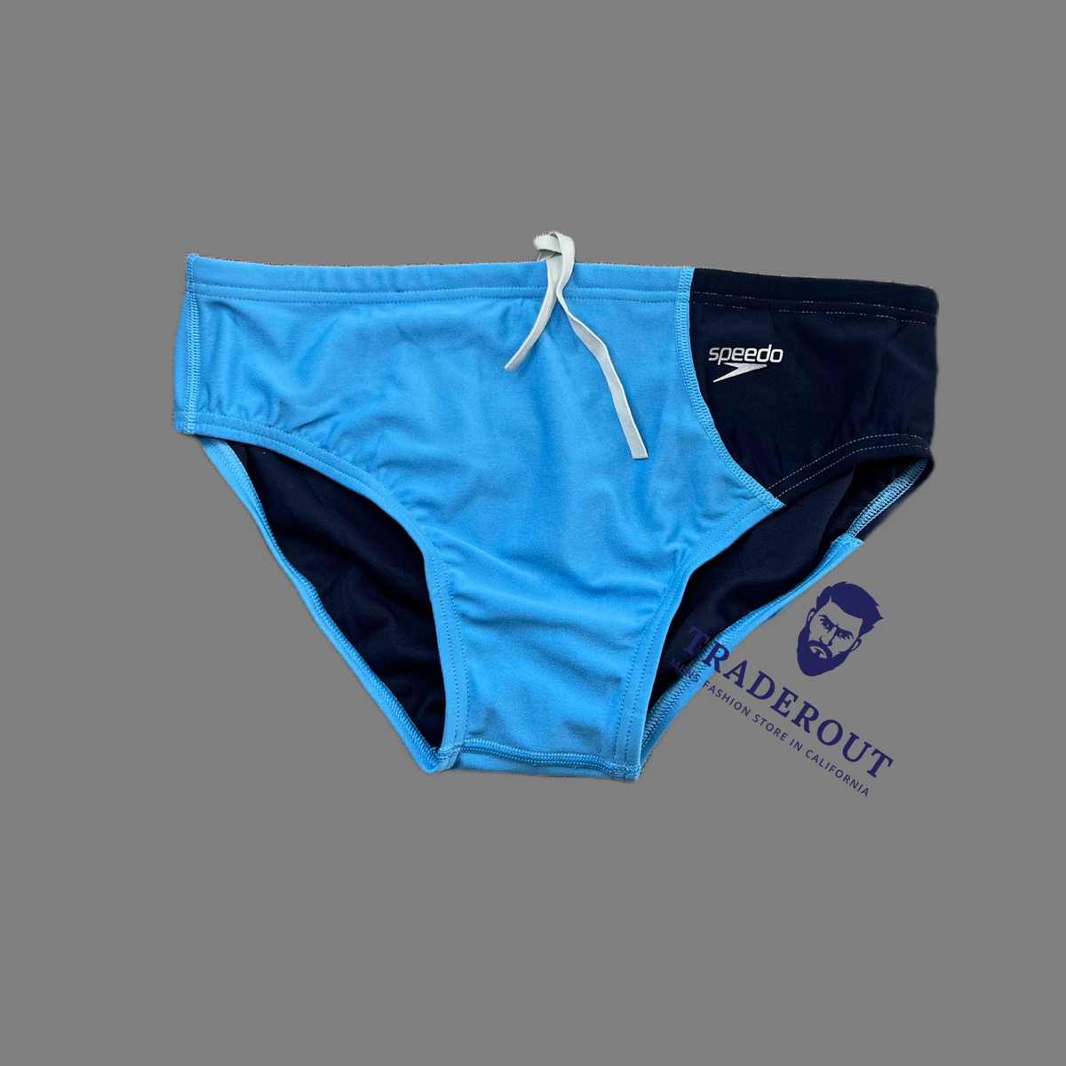 Speedo Men azure blue nasymmetrical colorblock swim Brief Swimwear