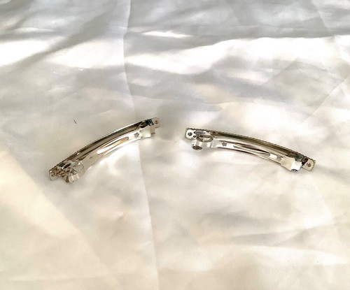 Set of 2 large handmade rhinestone ribbon barrettes..you pick colors - Picture 4 of 7