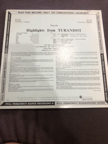 PUCCINI TURANDOT HIGHLIGHTS-LONDON RECORDS OS25193-STEREO-1960 - Imagen 3 de 4
