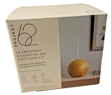 Project 62 Woodgrain Diffuser and Oil Kit 100 ml Capacity 10hr New Open Box SEE*