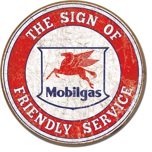 Mobilgas Freundlich Service Rund Metall Schild 300mm Durchmesser (De)