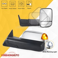 Black Power Heated Tow Mirror For 1998-2001 Dodge Ram 1500 Wwhite Running Light