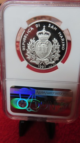 San Marino (Italy) 1997 San Marino Vasco Da Gama Ship Silver 5,000 Lire ngc PF68 - Picture 7 of 11
