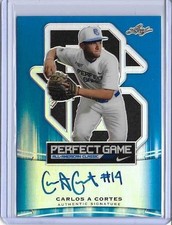 2015 Leaf Metal Draft Perfect Game CARLOS CORTES Blue Prismatic Auto 24/25 Mets