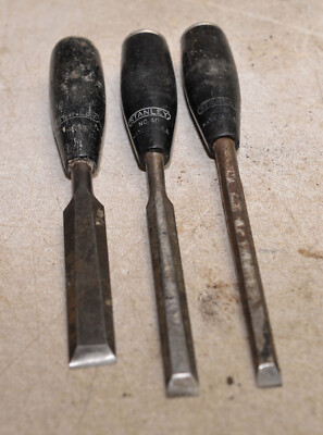 3 vintage Stanley Everlasting chisel # 40 & No 50 Everlast wood carving tool lot
