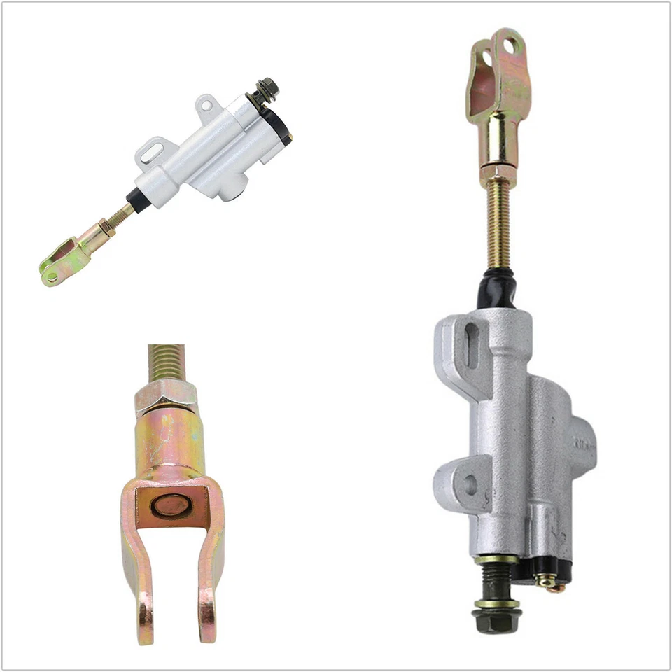 Motorcycle Rear Foot Hydraulic Master Cylinder Brake Pump Metal Silver Universal - Image 4 of 4