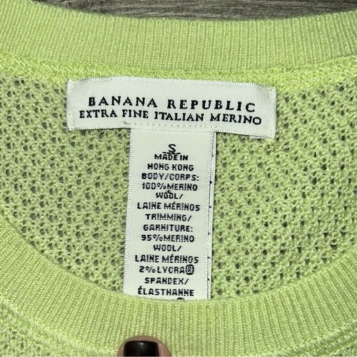 Suéter De Colección Banana Republic Lana Merino Extra Fina Talla Pequeña Verde Lima Italiano - Imagen 2 de 10