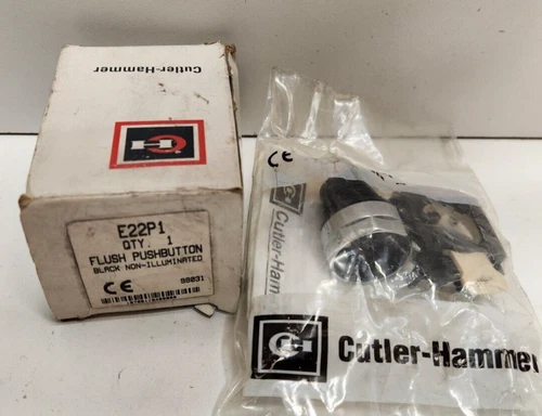NEW IN BOX! CUTLER-HAMMER BLACK NON-ILLUMINATED FLUSH PUSH BUTTON E22P1