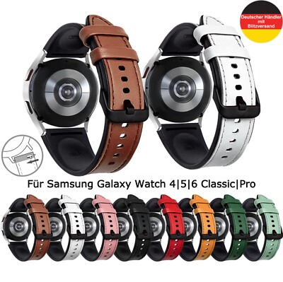 Uhrenarmband Silikon Leder Samsung Galaxy Watch 4 5 6 7 Classic Pro 40 bis 47 mm