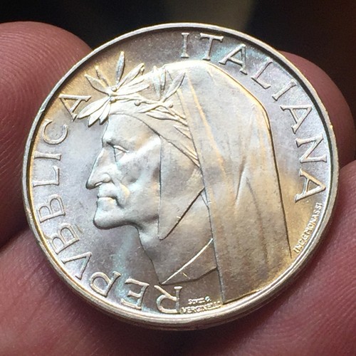 REPUBBLICA ITALIANA 500 LIRE 1965 DANTE CARAVELLE ARGENTO