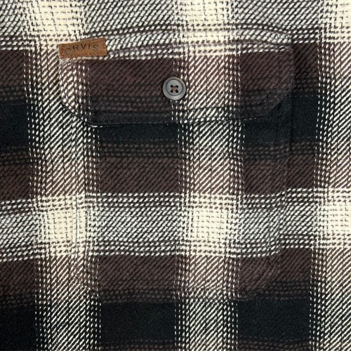 Camicia Orvis Uomo 3XL Flanella Pesante Doppia Spazzola Corteccia Scura Plaid Classica - Foto 10 di 17