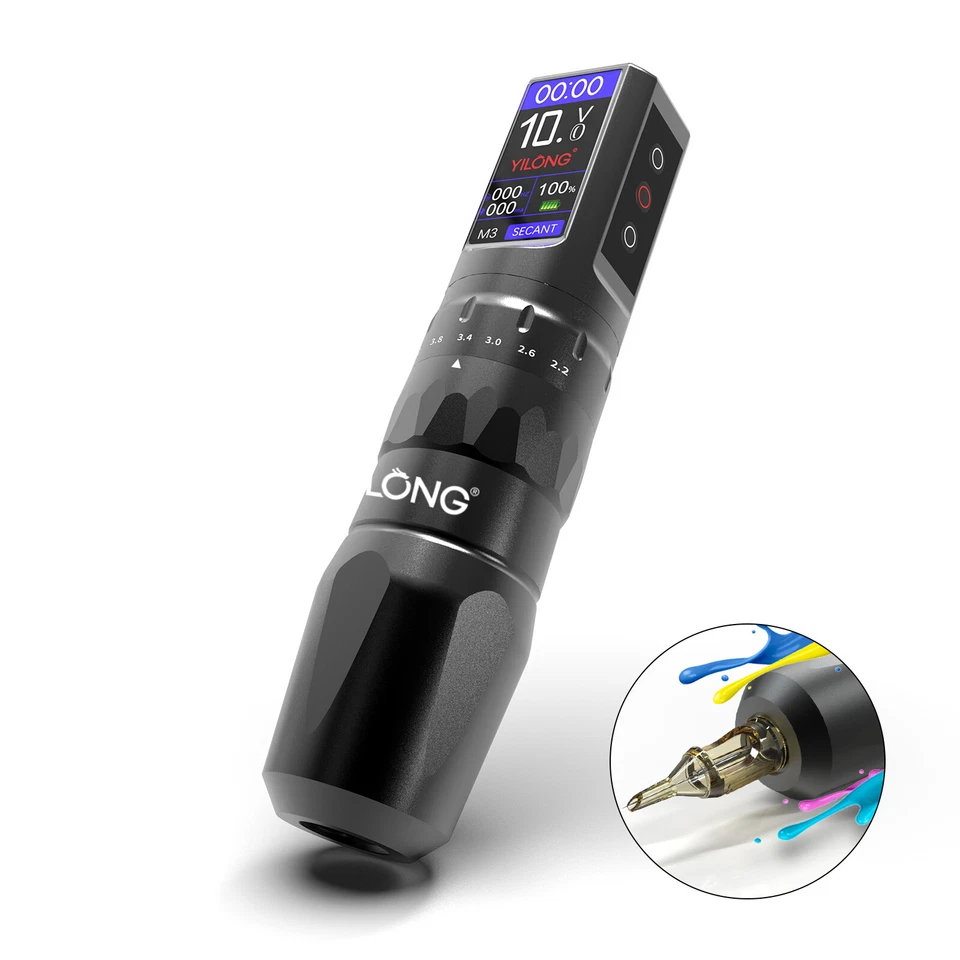 Tattoo Gun Kit Complete Adjustable 6-Stroke Rotary Pen Machine with Ink Needles - image 3 of 4