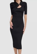 Calvin Klein Women's Black Hardware-Trim Sweater Dress Size XL