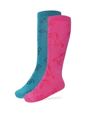Wrangler Youth Girls Horse Shoe Pattern Knee High Boot Socks 2 Pair Pack