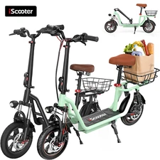iScooter 500W Electric Scooter 21Miles Long Range 12'' Folding E-Scooter W/ Seat