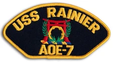 US Navy AOE-7 USS Rainier Fast Combat Support Ship Cap Patch Iron-On *New* (b)