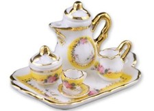 Coffee Set for One 1.649/5 Reutter Porcelain French Rose DOLLHOUSE Miniature
