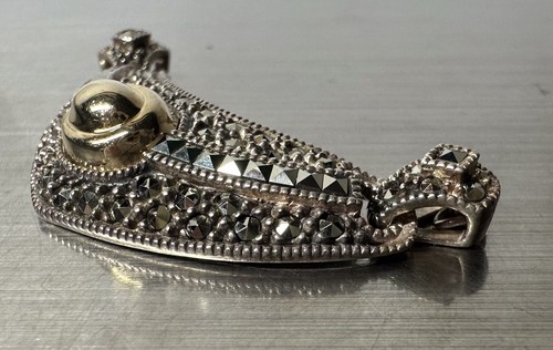 Authentic Judith Jack Necklace Plate Pendant Marcasite 14K 925 Sterling Silver - Picture 4 of 9