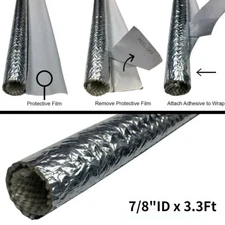 1" Self Closed Aluminized Sleeve Heat Shield Protection for Wire Cable Hose 1M