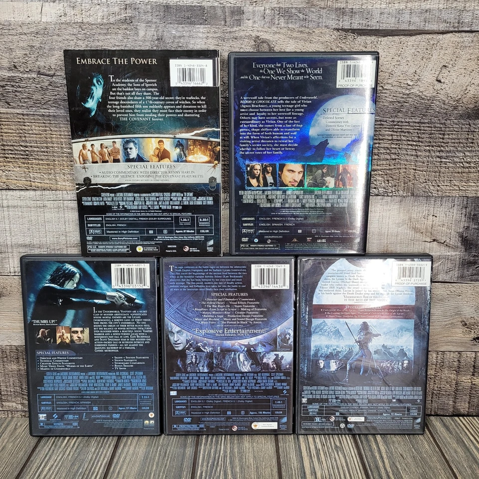 Underworld Collection 5 DVD Lot: Evolution Lycans Covenant Blood & Chocolate EUC Foto 2 de 4